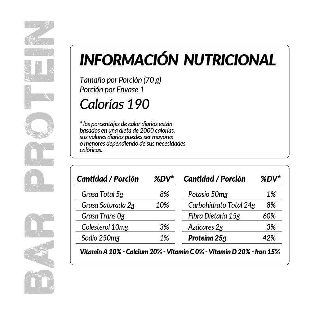 Tabla Nutruicional Bar Protein
