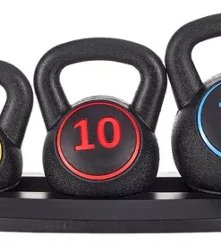 Kit X3 Pesas Rusas 25lb Mancuerna Gym Color Negro
